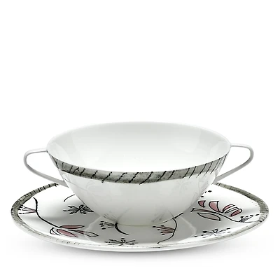 Serax Marni Soup Bowl with Handles & Fiore Rosa Saucer