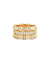 Sculpted Bamboo Stack Ring 18K Gold Plated