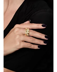 Sculpted Bamboo Stack Ring 18K Gold Plated