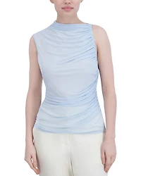 Bcbgmaxazria Asymmetric Shirred Mesh Top