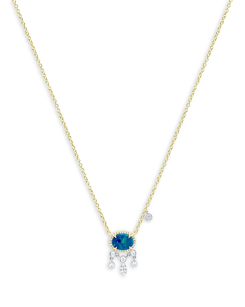 Meira T 14K White & Yellow Gold Opal & Diamond Pendant Necklace, 18