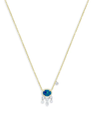 Meira T 14K White & Yellow Gold Opal & Diamond Pendant Necklace, 18