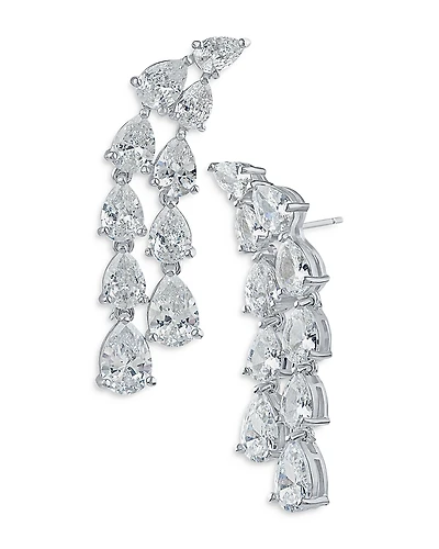 Cz By Kenneth Jay Lane Pearl Waterfall Earrings