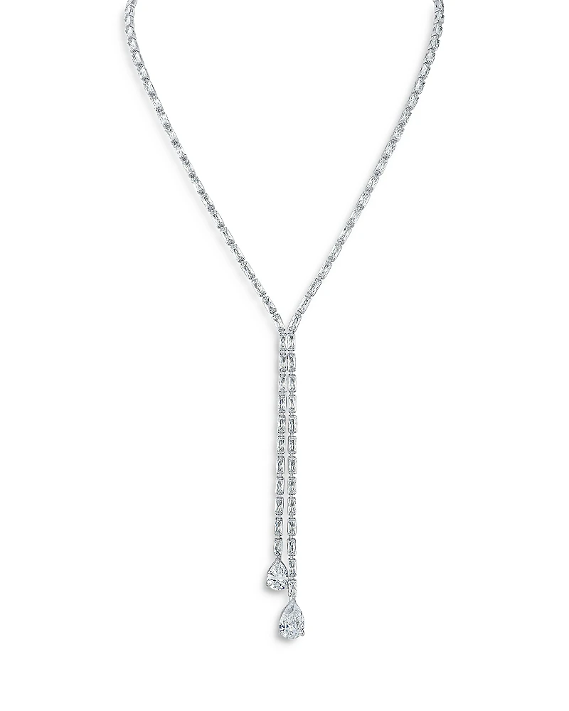 Cz By Kenneth Jay Lane Baguette & Pear Y Necklace, 17