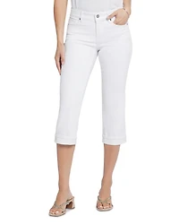 Marilyn Cuffed Cropped Straight Jeans Black & Optic White
