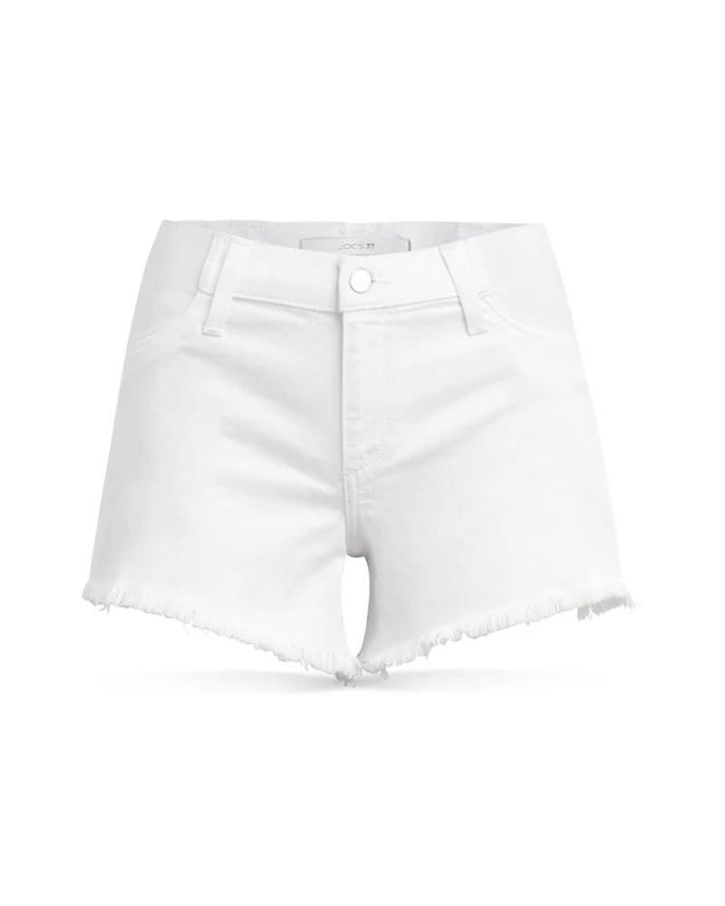 The Ozzie Mid Rise Maternity Shorts White
