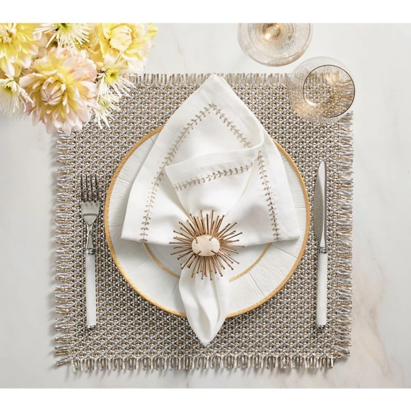 Fringe Placemat in Gold and Silver