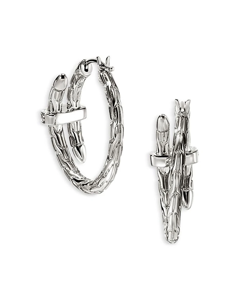 Sterling Silver Diamond Spear Small Hoop Earrings
