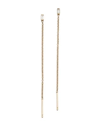 14K Yellow Gold Baguette Diamonds Diamond Solitaire Loop Threader Earrings, 0.12 tcw