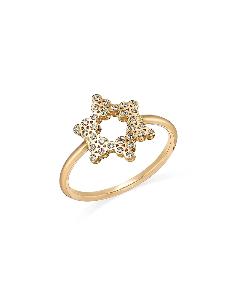 Zoe Chicco 14K Yellow Gold Small Diamond Bezel Star of David Ring, 0.15 tcw