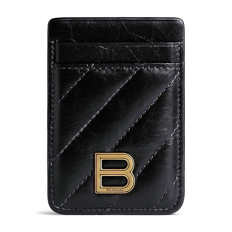 Balenciaga Crush Magnet Card Holder Quilted