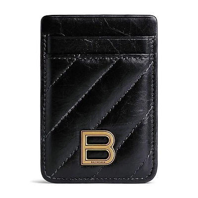 Balenciaga Crush Magnet Card Holder Quilted