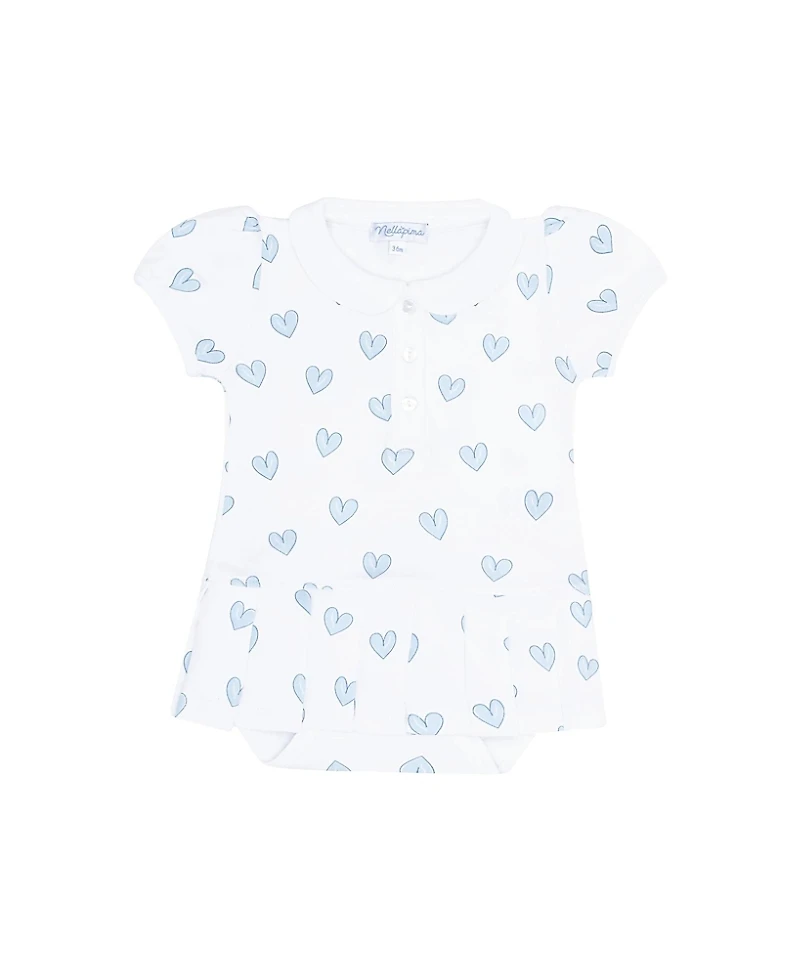 Nellapima Girls' Blue Heart Print Onesie Dress