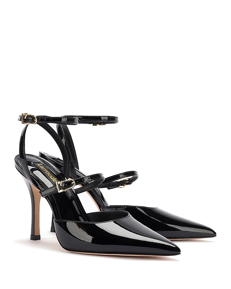 Larroude Women's Kris Pointed Toe Strappy High Heel Pumps
