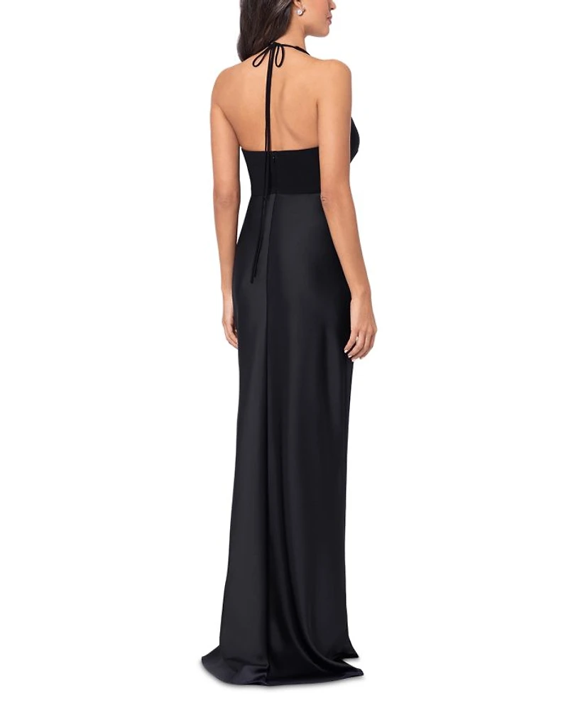 Halter Mixed Media Gown - Exclusive