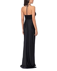 Halter Mixed Media Gown - Exclusive