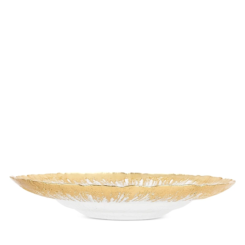 Vietri Rufolo Glass Gold Brushstroke Medium Shallow Bowl