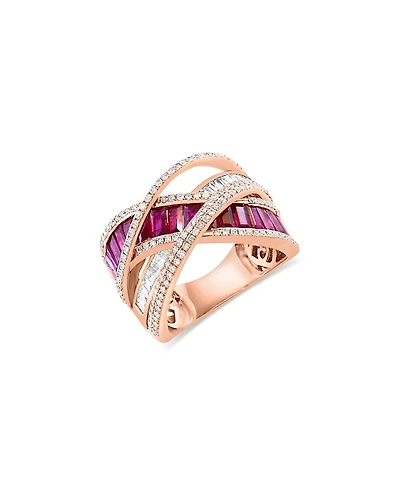 Bloomingdale's Fine Collection Ruby & Diamond Crossover Ring