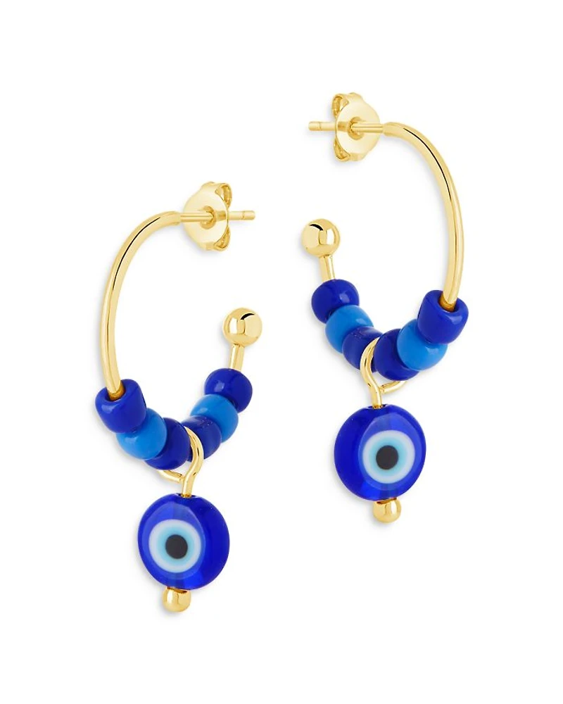 Sibyl Evil Eye Beaded Hoop Earrings