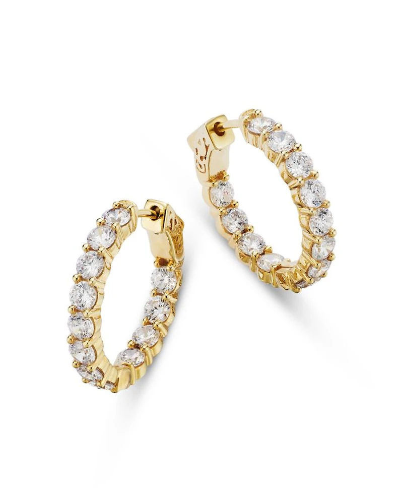 Diamond Inside Out Hoop Earrings in 14K Yellow Gold