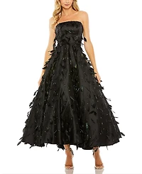 Mac Duggal Strapless Feather Embellished Ball Gown