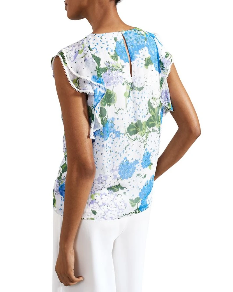 Simona Floral Flutter Sleeve Blouse