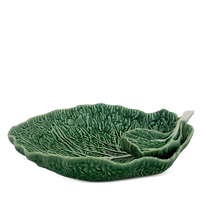 Bordallo Pinheiro Cabbage Chip and Dip Bowl