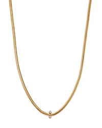 14K Yellow Gold Mixed Prong Damond Snake Chain Necklace, 16"