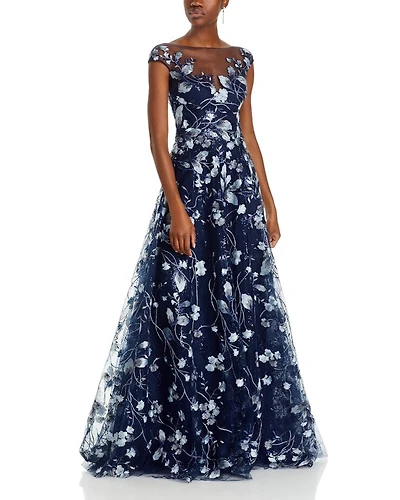 Embroidered Lace Illusion Bodice Gown