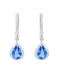 Meira T 14K White Gold Blue Sapphire & Diamond Huggie Hoop Earrings