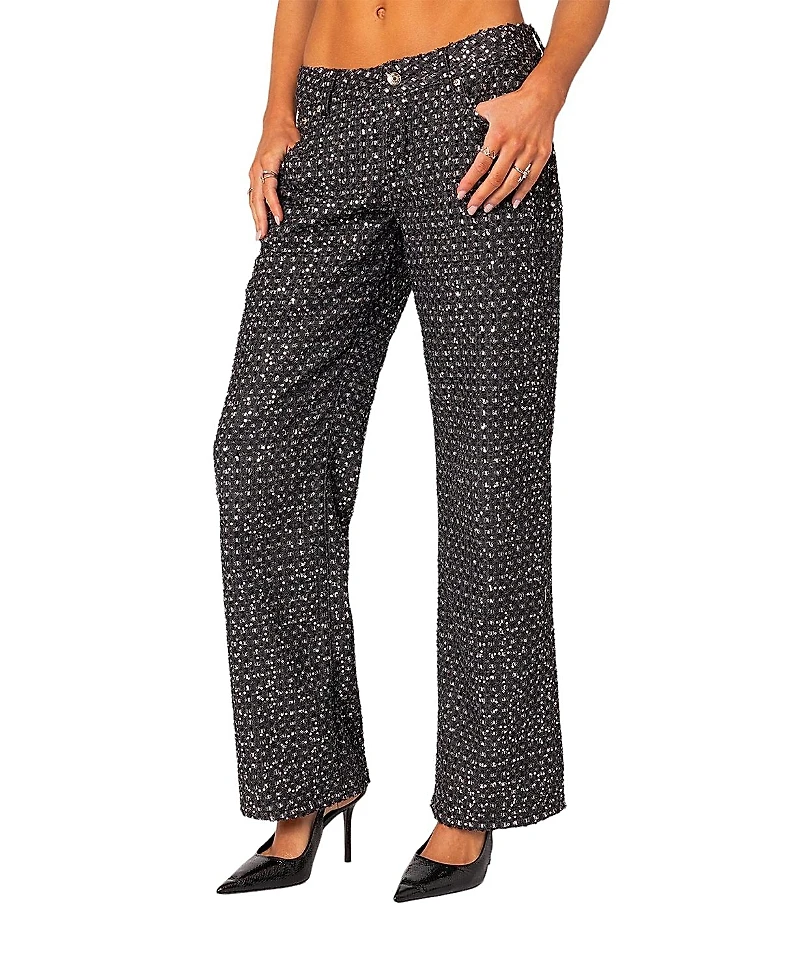 Edikted Nyah Sequin Loose Fit Jeans