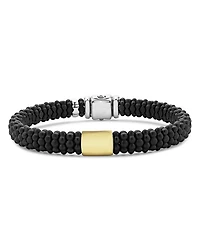 Men's 18K Yellow Gold & Sterling Silver Anthem Black Ceramic Caviar Station Bead Bracelet - Exclusive