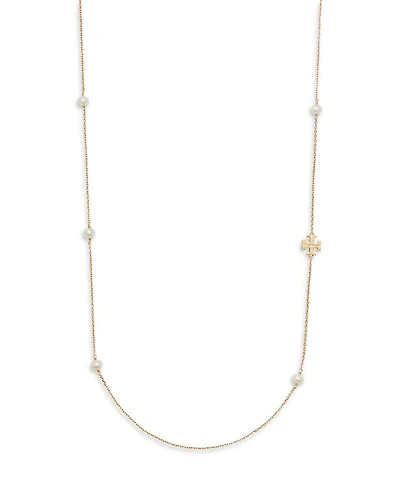Kira Cultured Pearl & T Monogram Strand Necklace, 38"