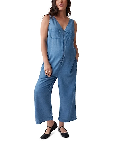 Ingrid & Isabel Maternity Zip Front Cropped Wide Leg Jumpsuit