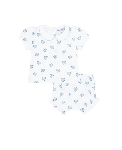 Nellapima Girls' Blue Heart Print Diaper Cover Set - Baby