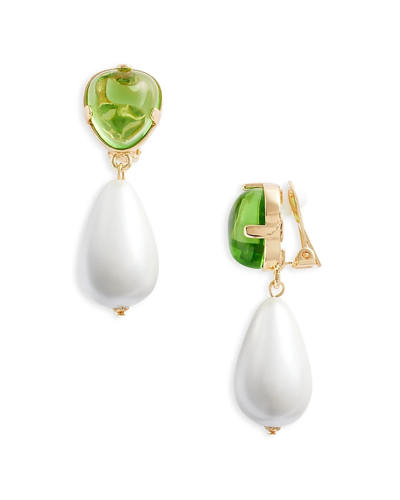 Kenneth Jay Lane Imitation Pearl Drop Clip On Earrings