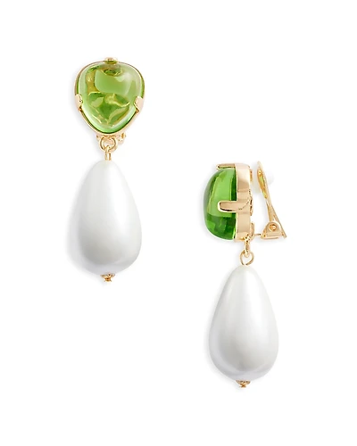 Kenneth Jay Lane Imitation Pearl Drop Clip On Earrings