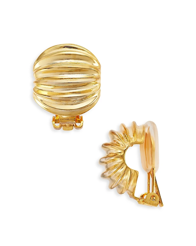 Kenneth Jay Lane Ribbed Button Clip On Earrings