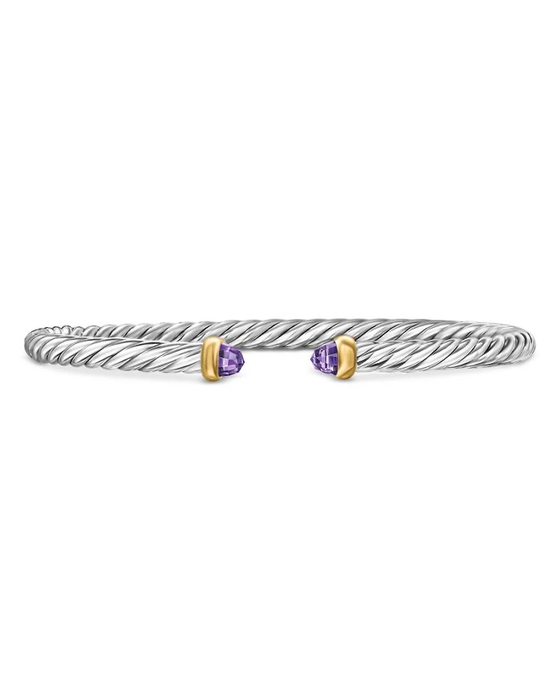 Sterling Silver & 14K Yellow Gold Cable Flex Bracelet, 4mm