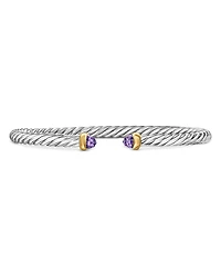 David Yurman Sterling Silver & 14K Yellow Gold Cable Flex Amethyst Bracelet, 4mm