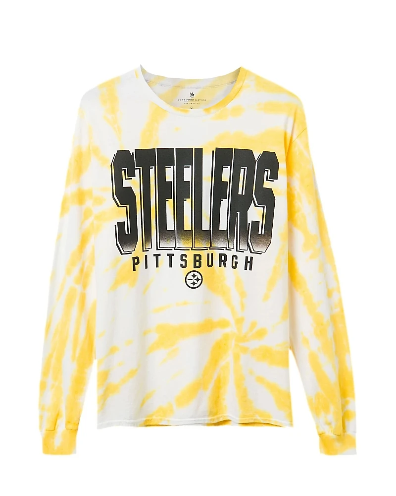 Junk Food Clothing Unisex Nfl Pittsburgh Steelers Game Time Tie Dye Long Sleeve