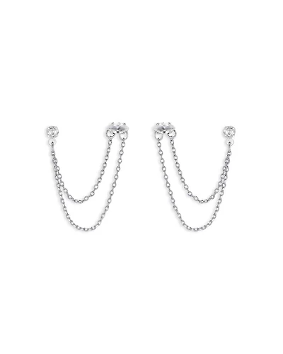 Chain & Crystal Double Piercing Earrings