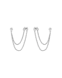 Ettika Chain & Crystal Double Piercing Earrings