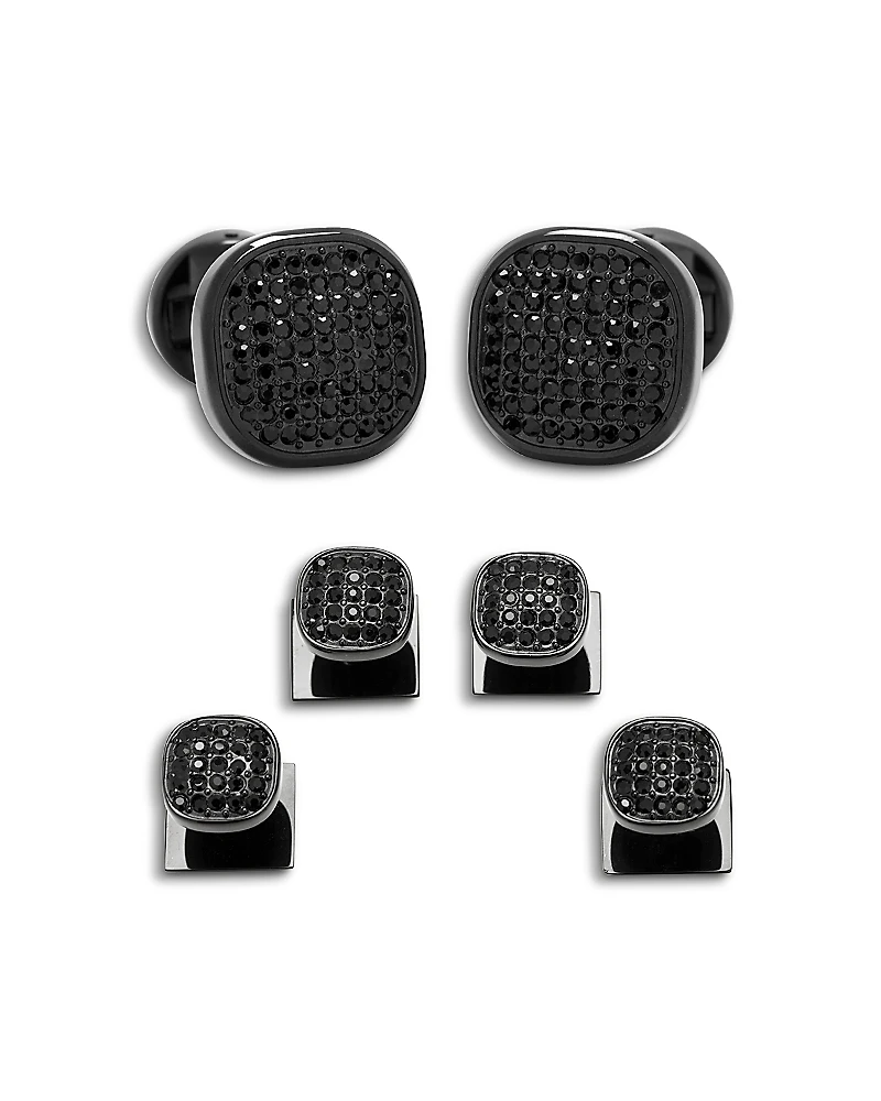 Cufflinks Inc Black Pave Crystal Stud & Cufflink Set