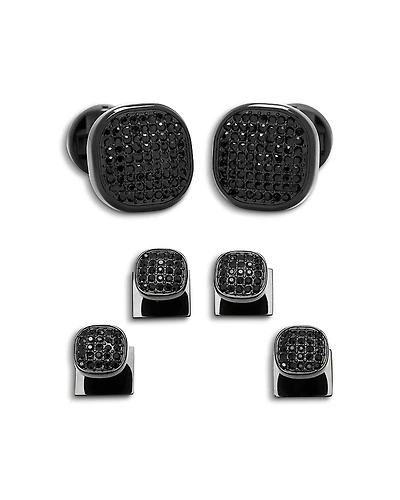 Cufflinks Inc Black Pave Crystal Stud & Cufflink Set