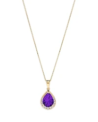 Bloomingdale's Fine Collection Amethyst & Diamond Pear Halo Pendant Necklace