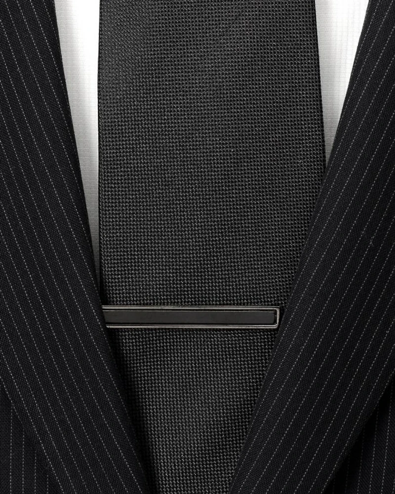 Gunmetal-Tone Onyx Inlaid Tie Clip
