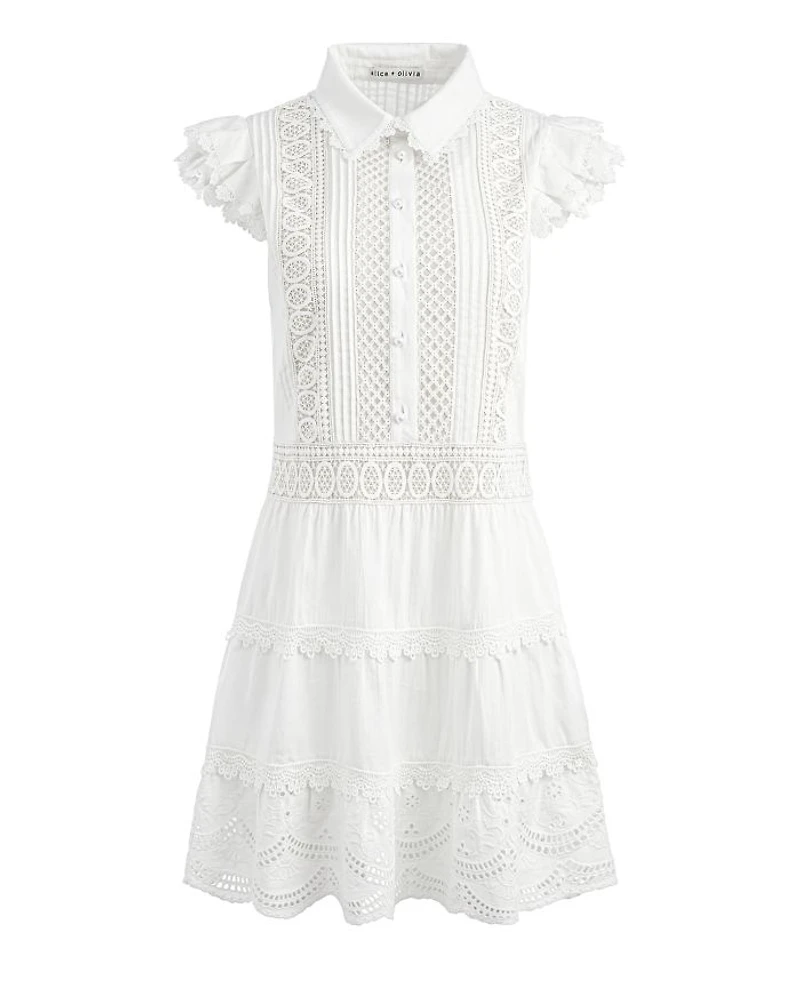 Meeko Embroidered Ruffle Sleeve Dress