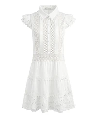 Meeko Embroidered Ruffle Sleeve Dress