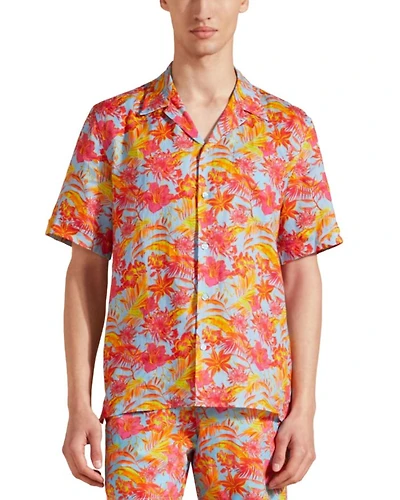 Charli Tahiti Flowers Print Linen Camp Shirt